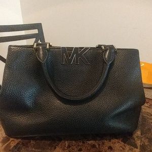 Black Leather MK Satchel